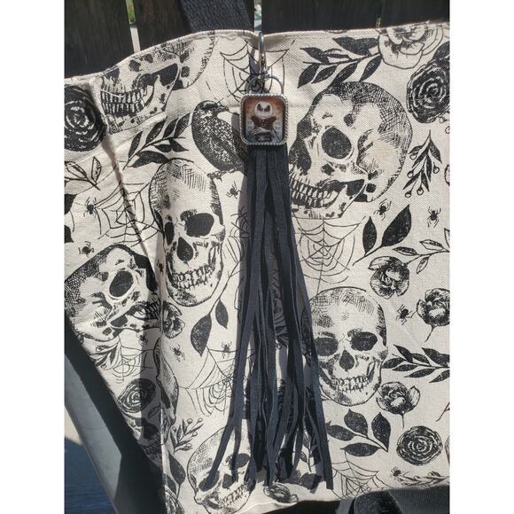 Handmade Halloween horror Leather Fringe Western bag charm, Long fringe keychain - Picture 4 of 5
